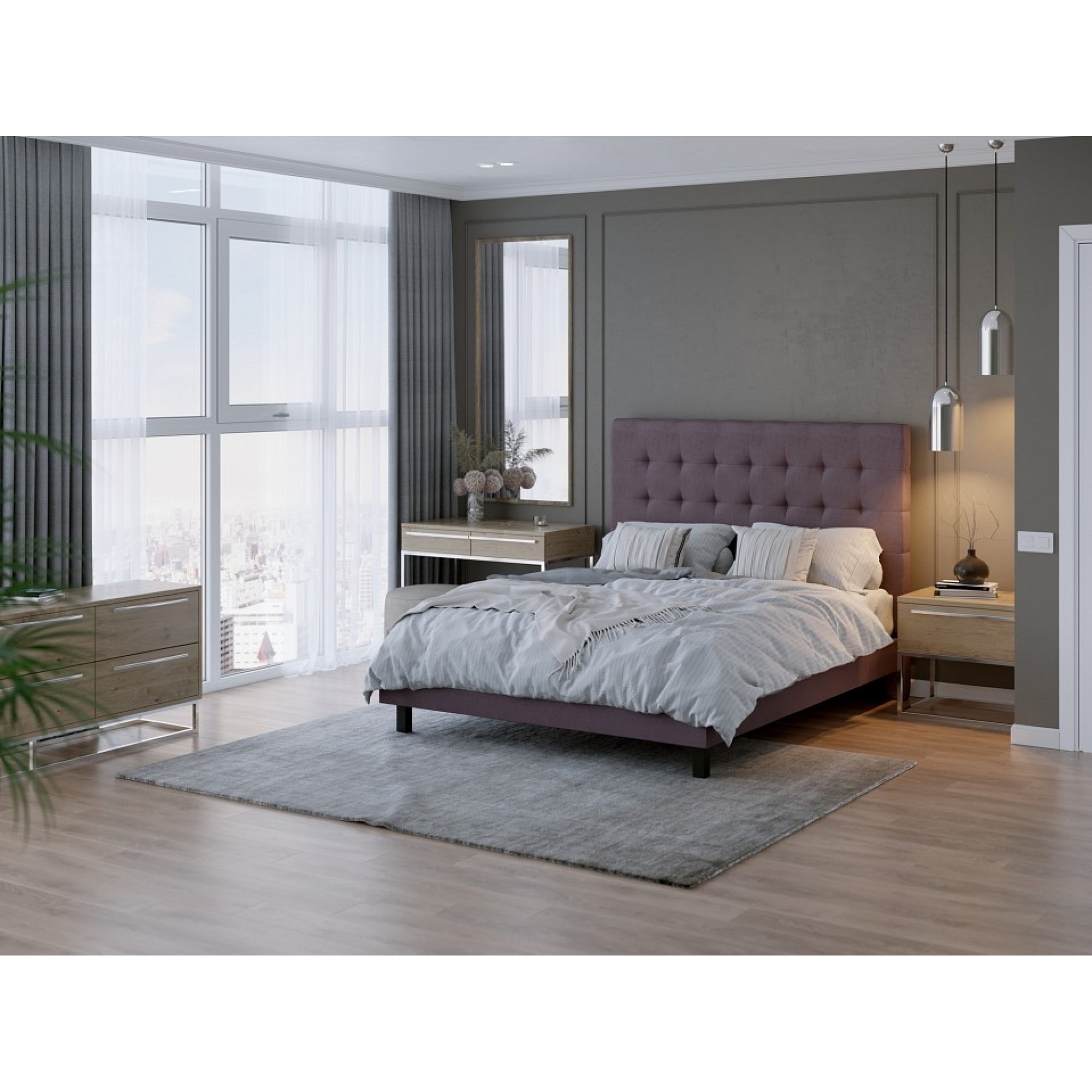 Кровать двуспальная Madrid Boxspring Standart  ORM_160-200-MadridBoxspringStandart-TetraPlum