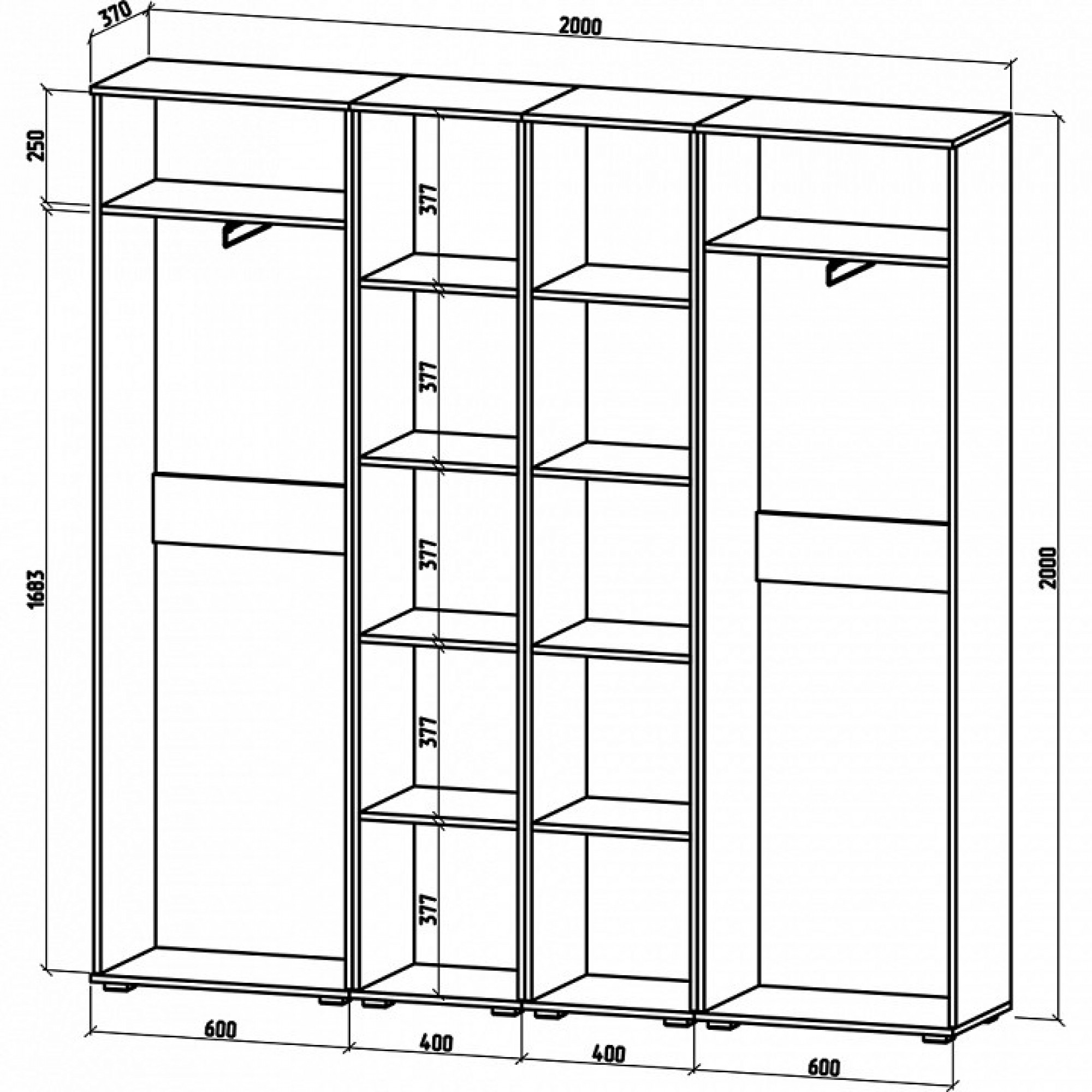 Шкаф платяной Тунис-10    MAS_SHT-10-DSB