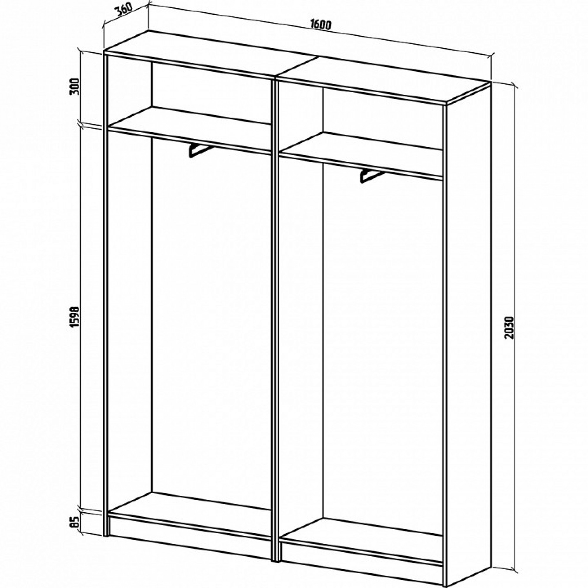 Шкаф платяной Бостон-15    MAS_SHB-15PP-DS