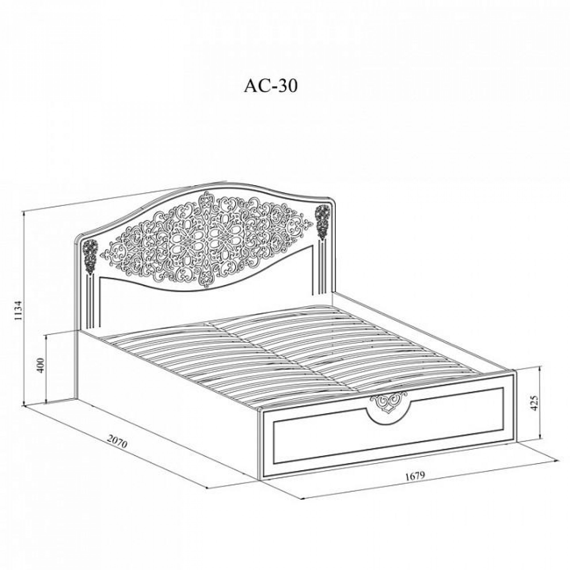 Кровать двуспальная Ассоль АС-30 KOM_AC30