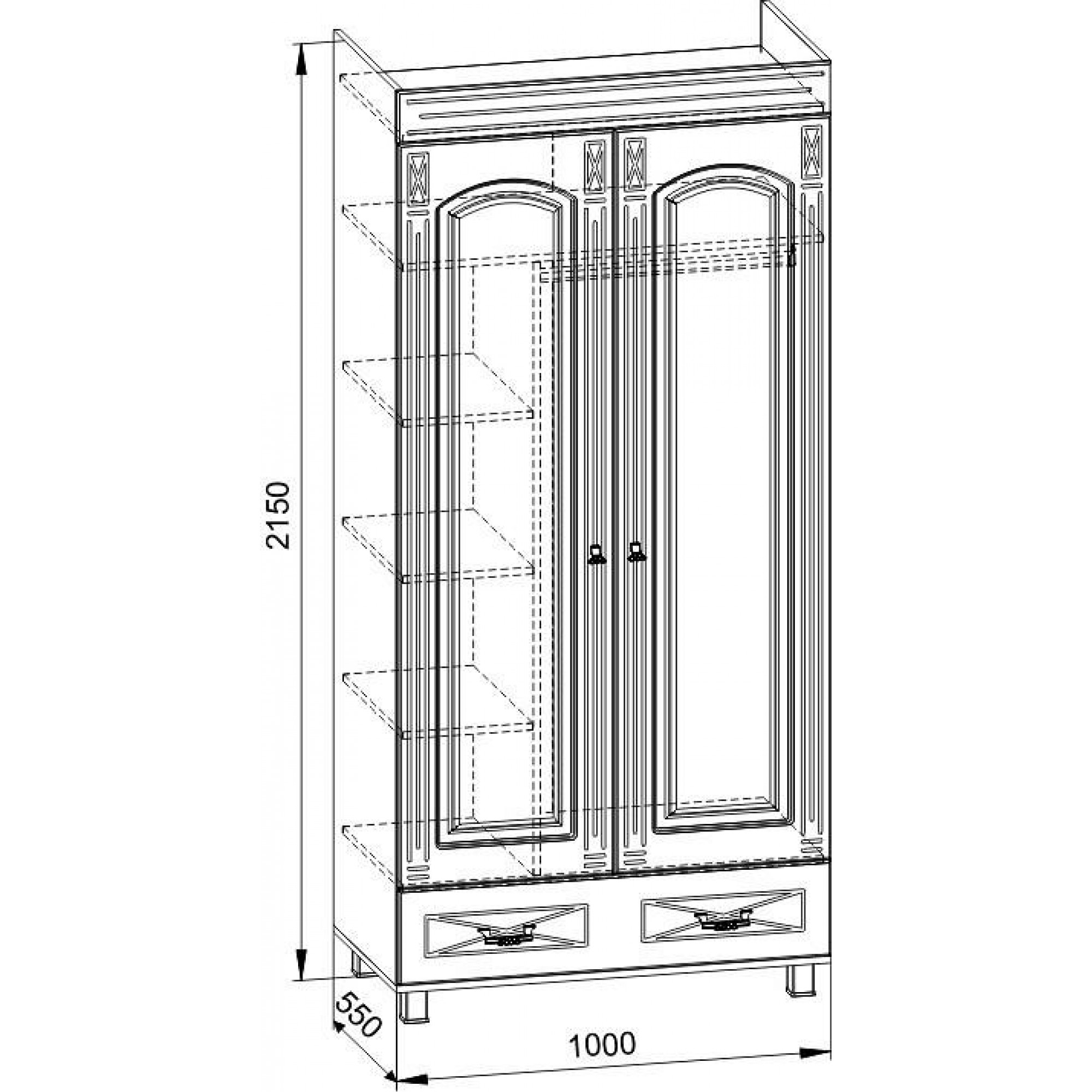 Шкаф платяной Элизабет ЭМ-6 KOM_EM6_1