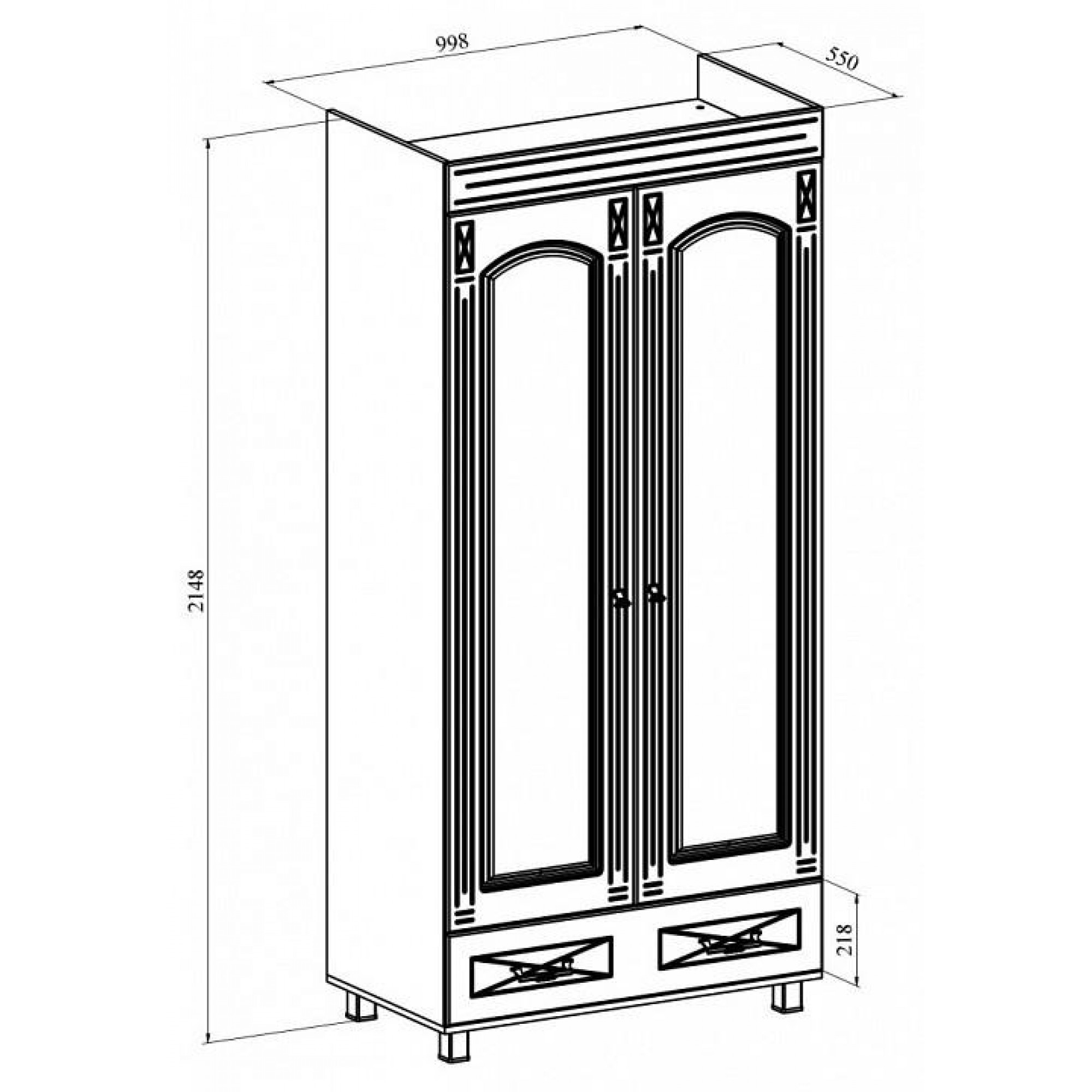 Шкаф платяной Элизабет ЭМ-6 KOM_EM6_2