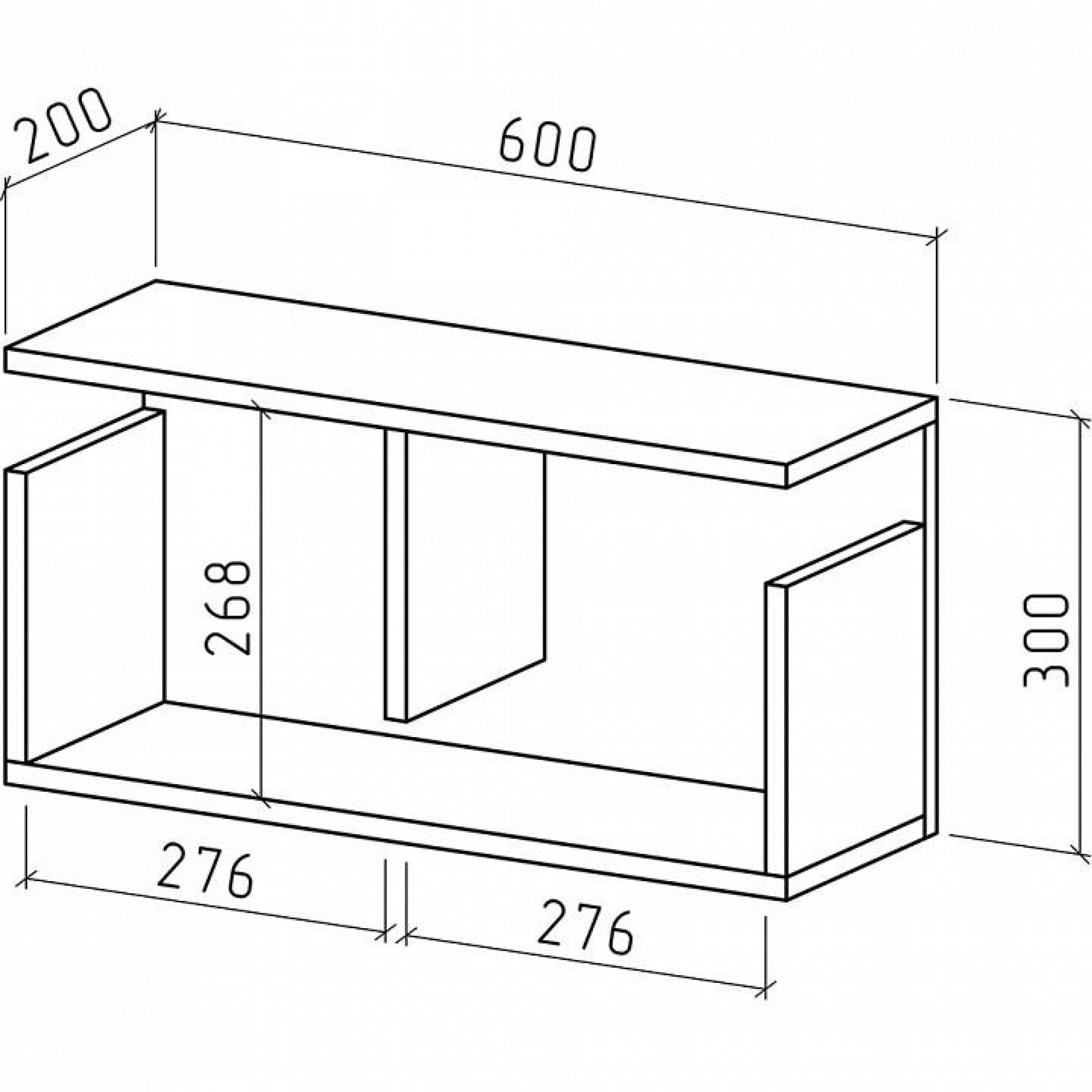 Полка книжная Инди-1    MAS_PNIN-1-DAT