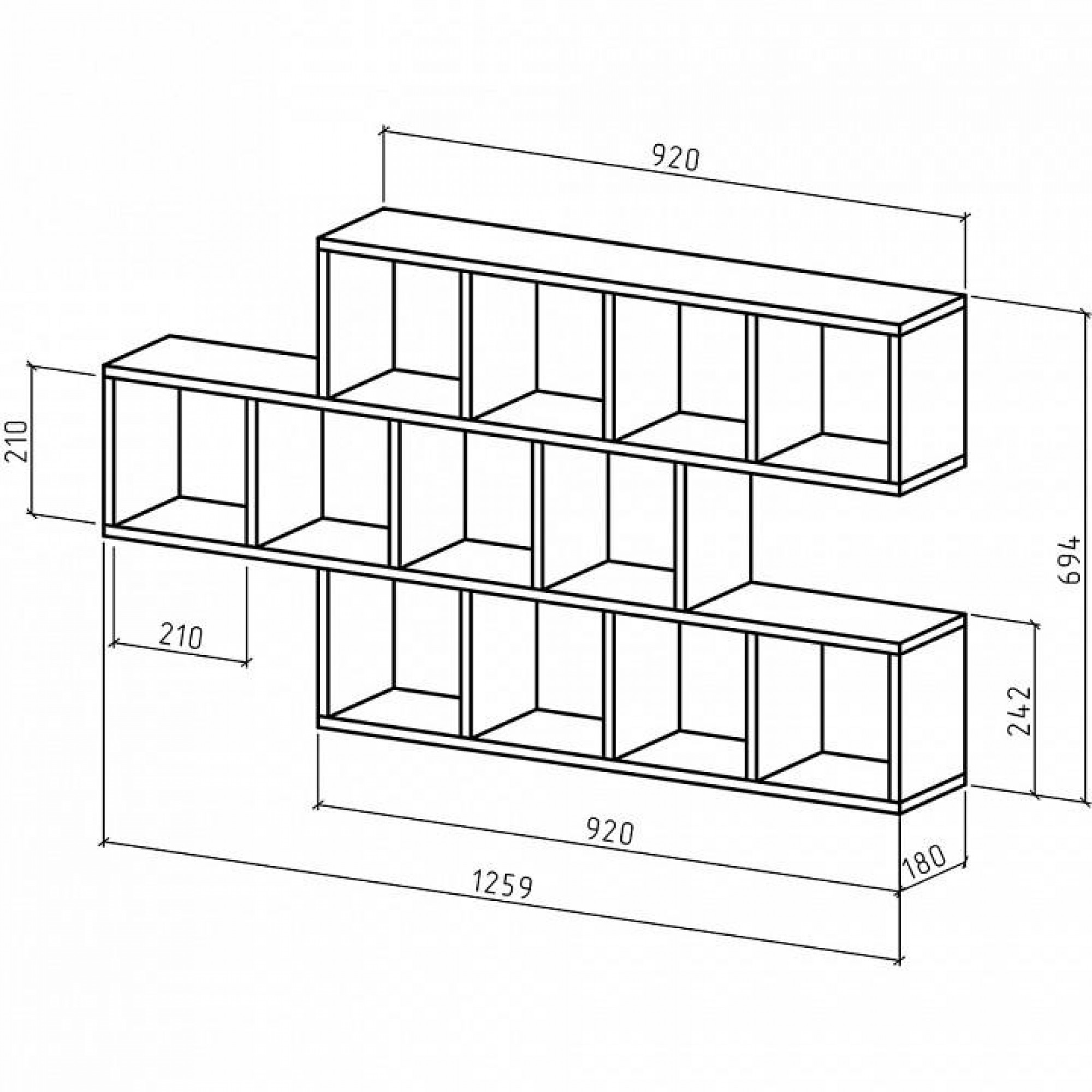 Полка книжная Вайс-9    MAS_PNV-9-DS