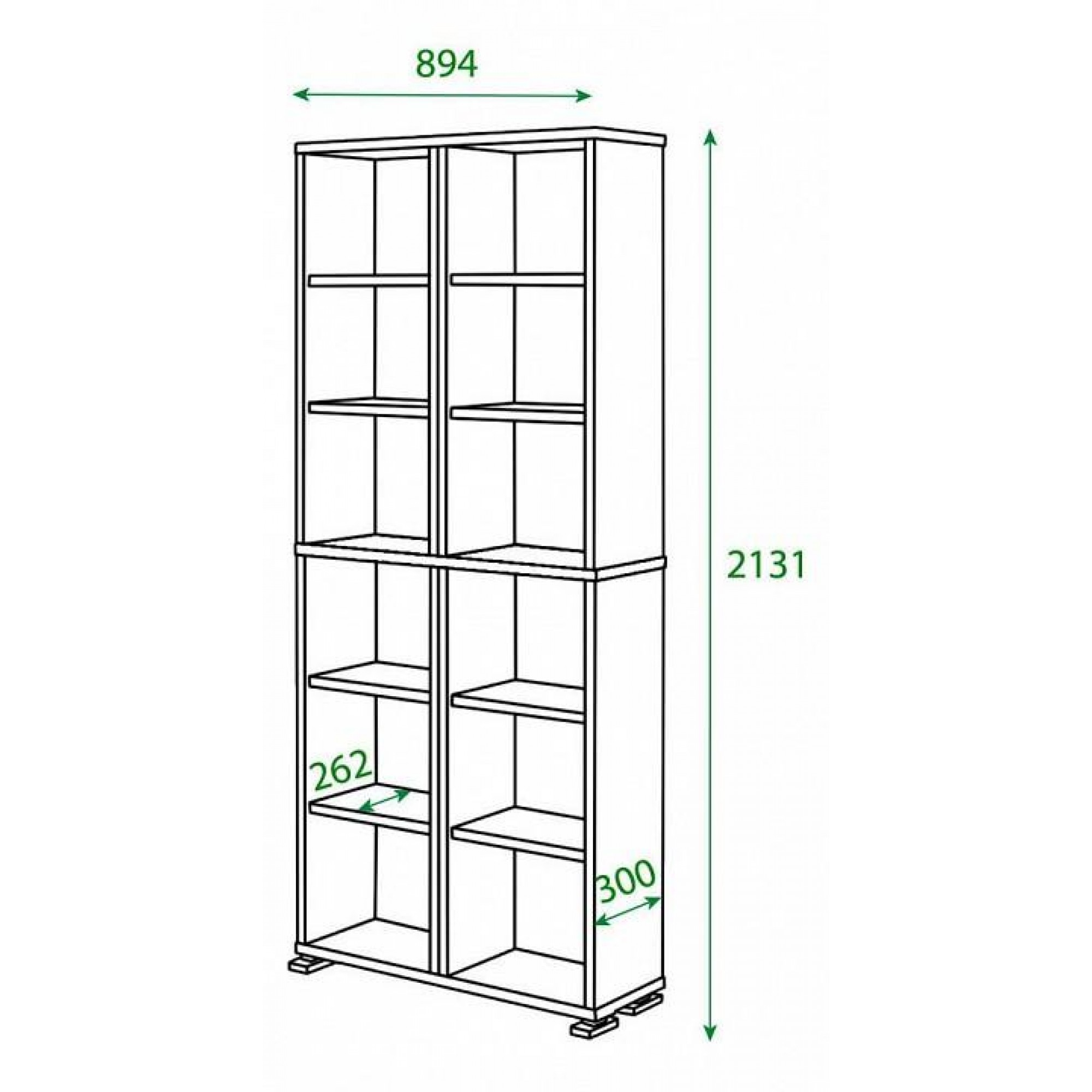 Шкаф книжный Домино ПУ-30-3    MER_PU-30-3_V