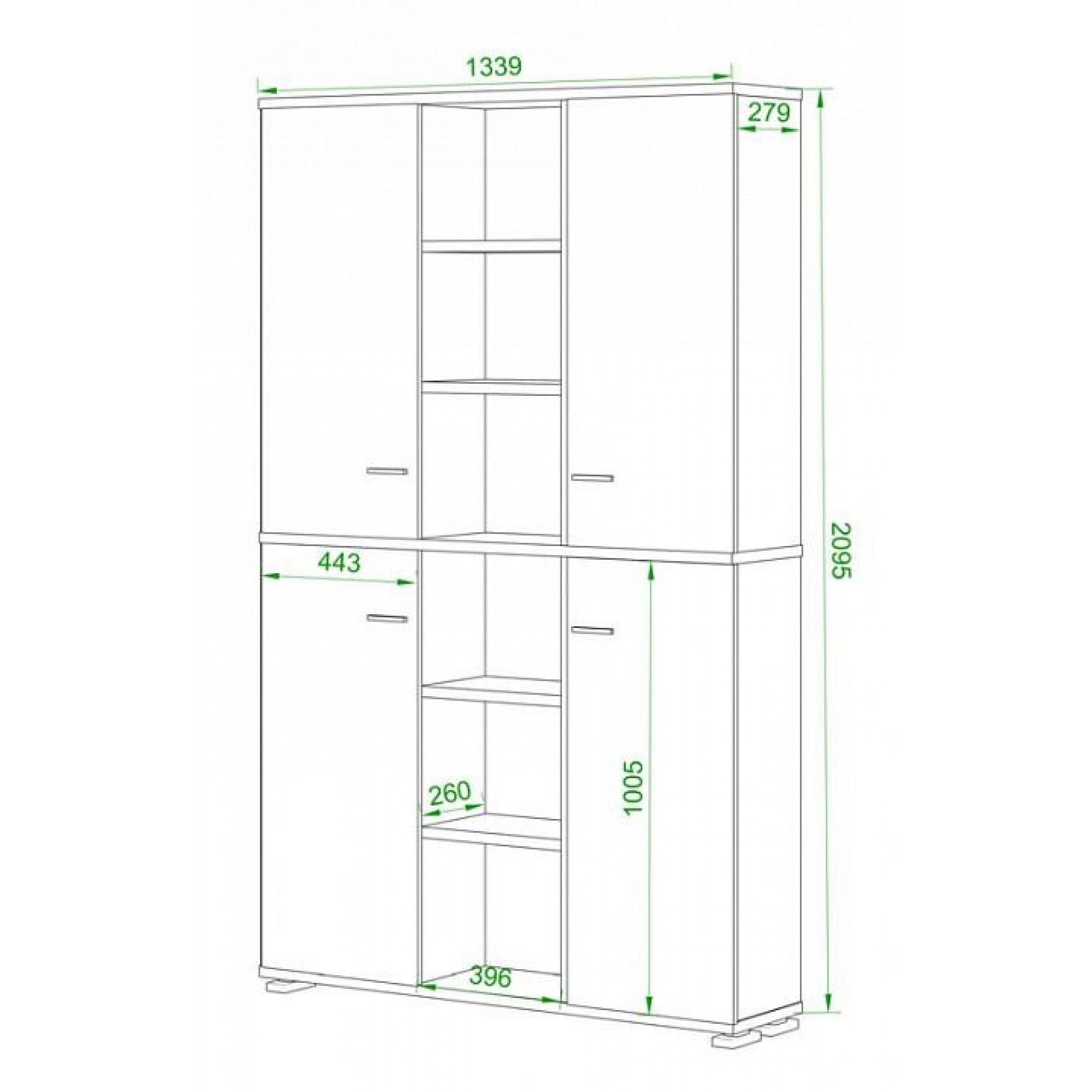 Шкаф книжный Домино ПУ-40-5    MER_PU-40-5_SHK