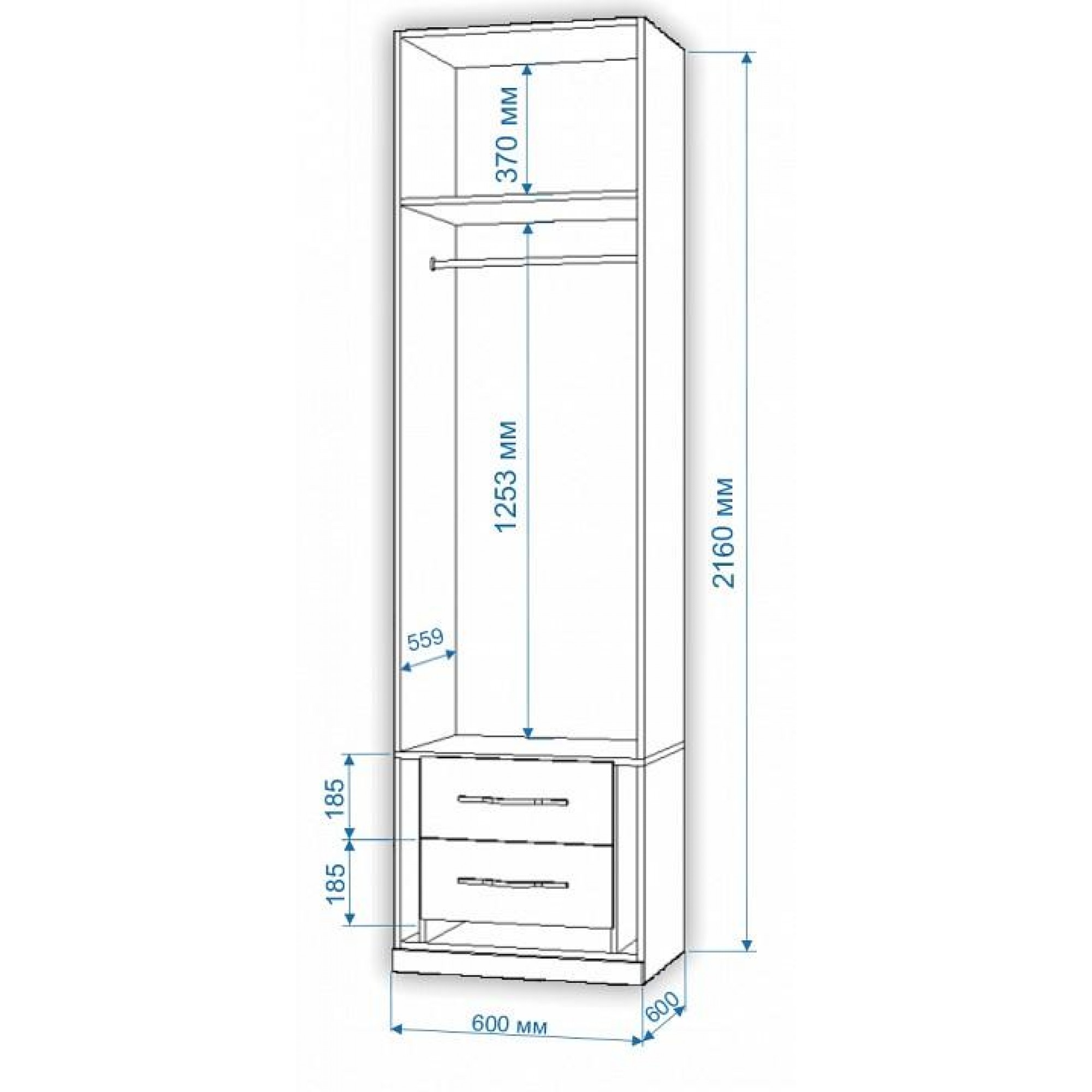 Шкаф платяной Нобиле Пл-60/60    MER_Pl-60-60-SHKr