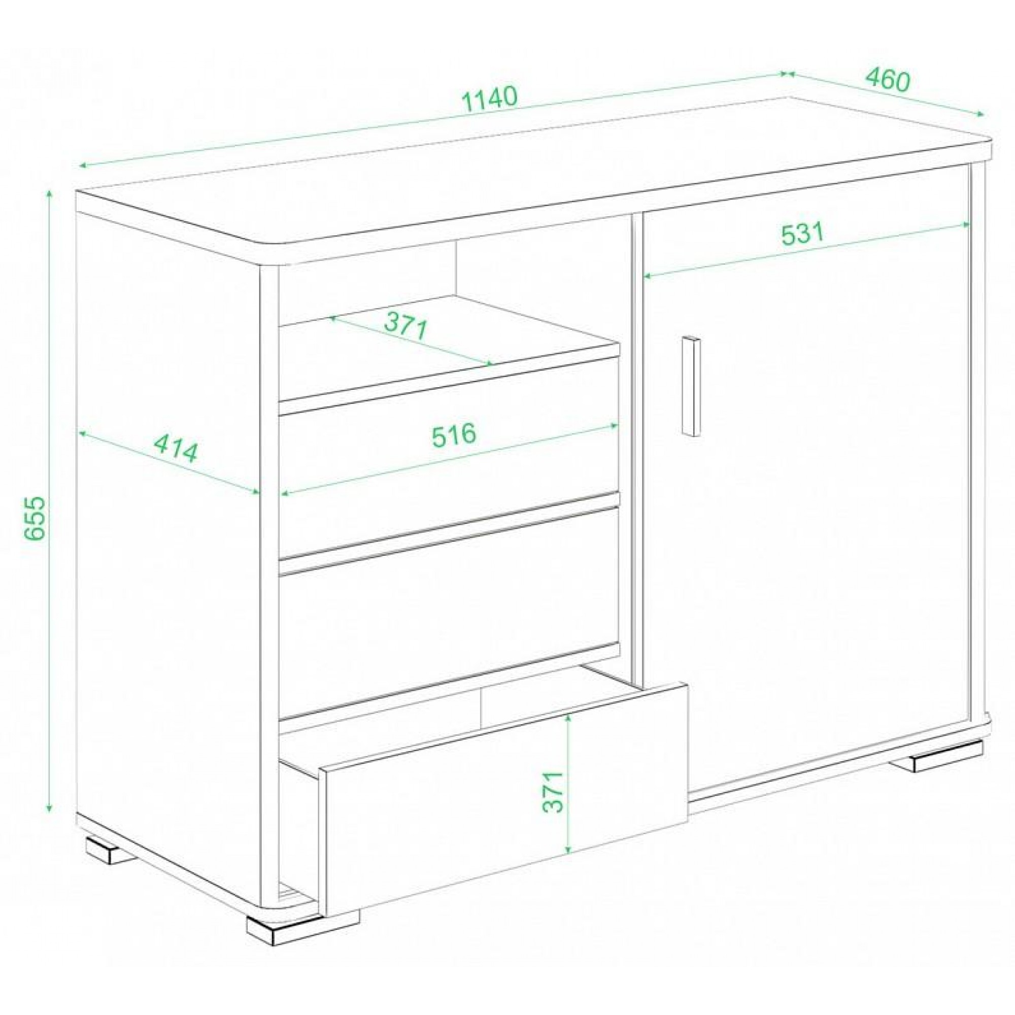 Тумба комбинированная Домино ТБ-45    MER_TB-45-KSH-CH